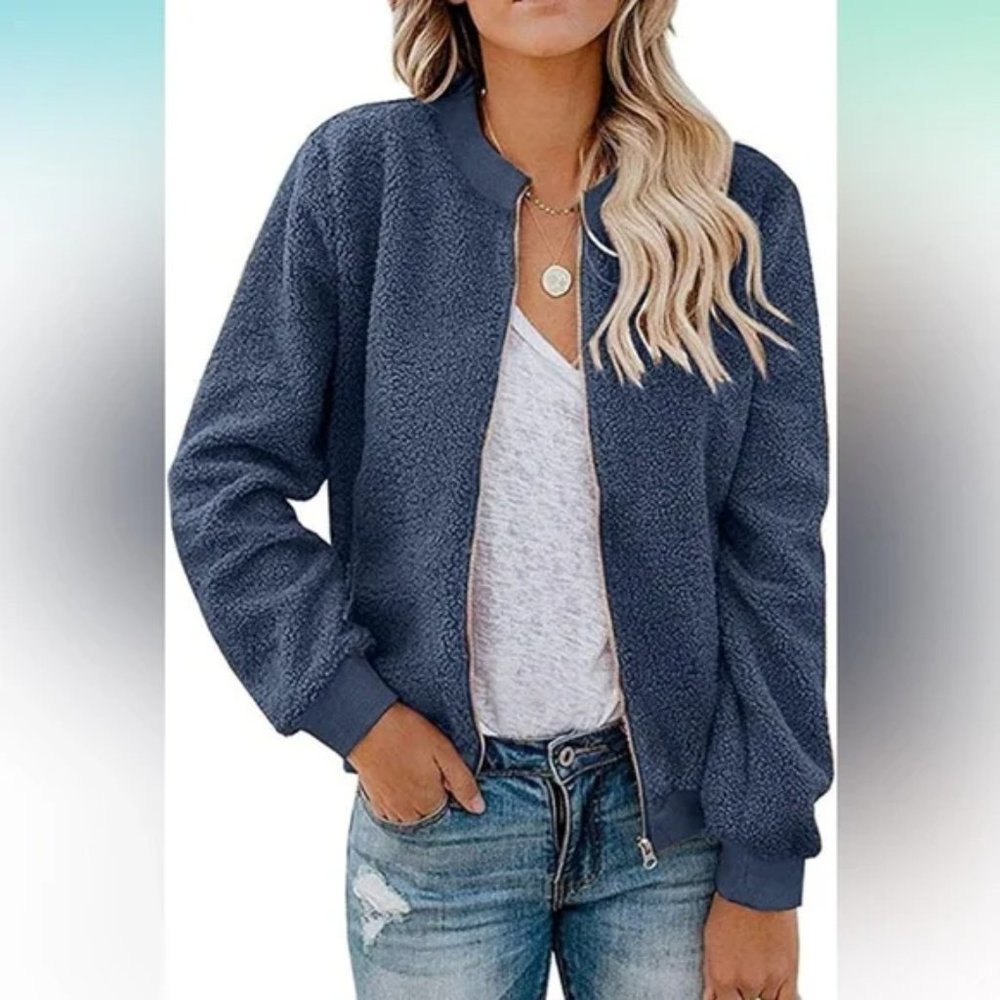 Women’s Navy Sherpa Bomber Jacket